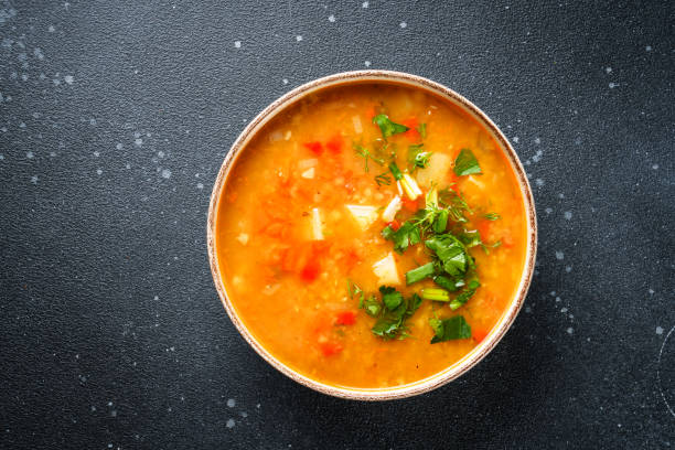 istock Red lentil soup, traditional middle eastern food. 2050941570
