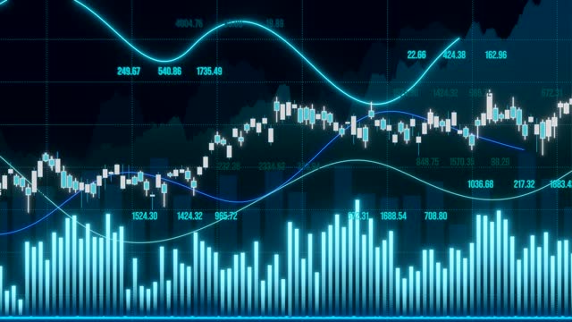 Abstract stock market and exchange concept with lines, numbers and charts.