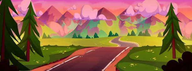 Vector illustration of Mountain road perspective