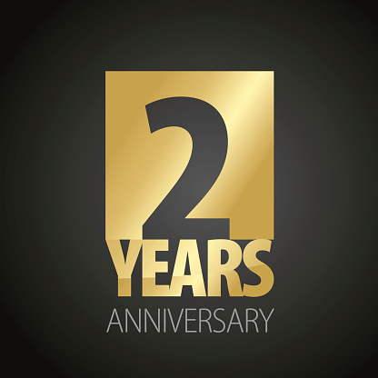 2 Years Anniversary gold black logo icon banner