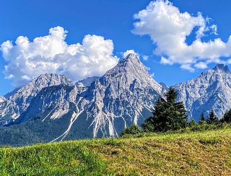 The Zugspitze at 2,962 m. above sea level, is the highest peak of the Wetterstein Mountains and the highest mountain in Germany.