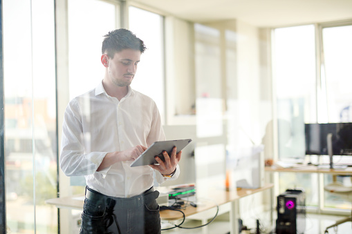 Modern Late Businessman Working in His Office, Labor Office, Business Management, Human Resources, Recruitment