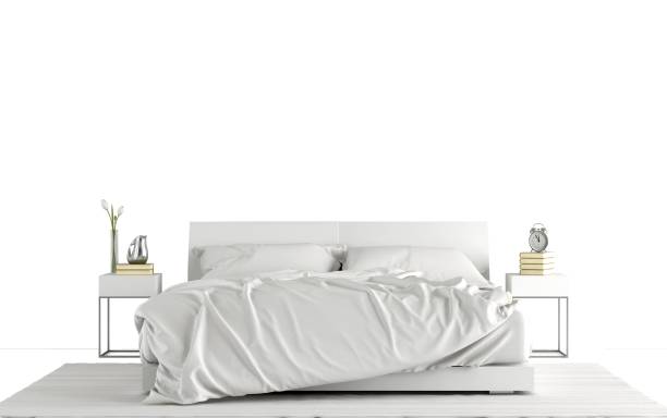 istock Close up view isolated of blank white bed. 2051039645