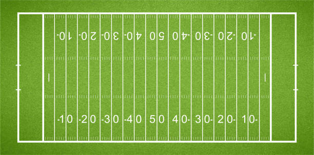 istock American Football Field. Sports stadium ground with green grass texture and frame. Vector illustration 2051089866
