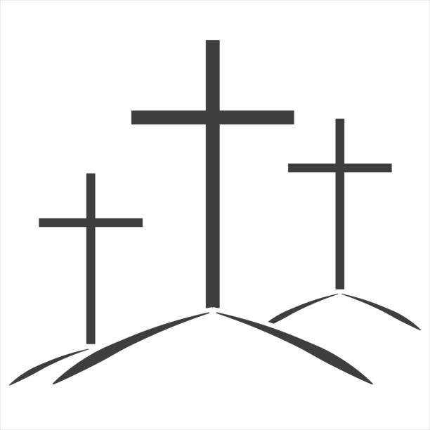 ÐÑновнÑе RGB Cross symbol. Three crosses. Calvary, Easter symbol ESP good friday stock illustrations