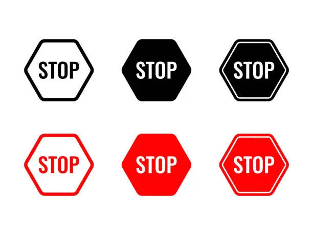 Vector illustration of Stop Sign Icon Set Vector Design.