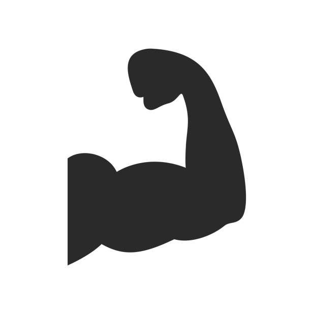 arm muscles - health club gym young men dumbbell stock illustrations