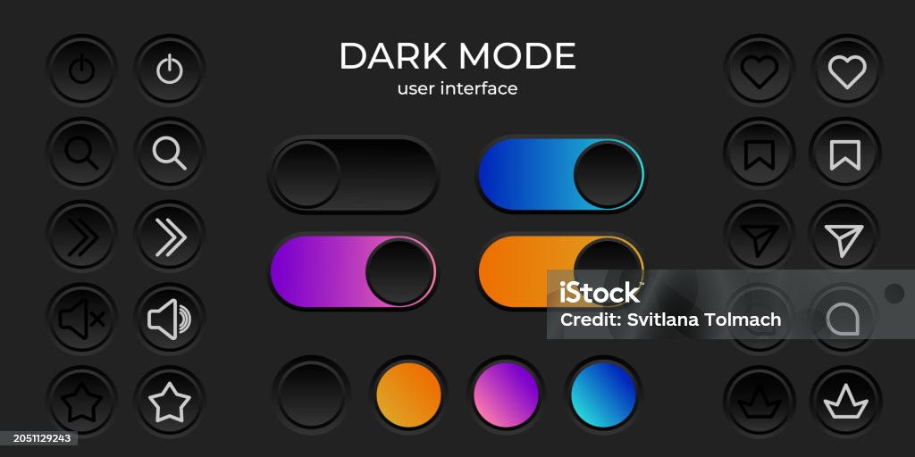 Volume Button Ui Ilustración de Dark Mode Ui Simple Elegant Set Switcher Volume Bar ...
