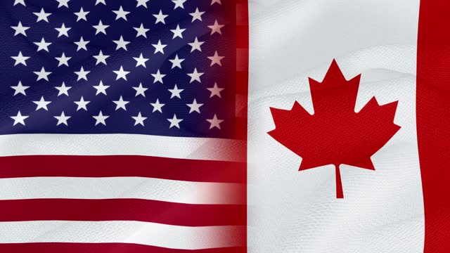 United State of America and Canada Flag - Loop Animation - 4K Resolution