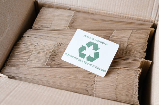 istock Eco packaging. Zero waste concept. Inscription please reuse and recycle and recycling sign on paper bags. 2051208509