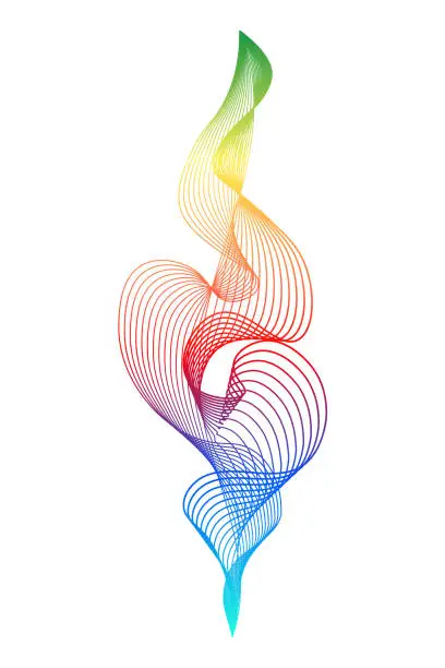 Vector illustration of Abstract multicolored wavy stripes isolated on a transparent background. Creative line art. Vector illustration