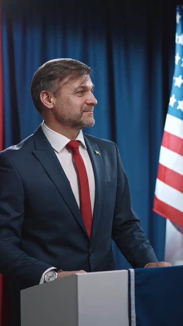 Outspoken Caucasian Male Politician Participating in US Elections Debate