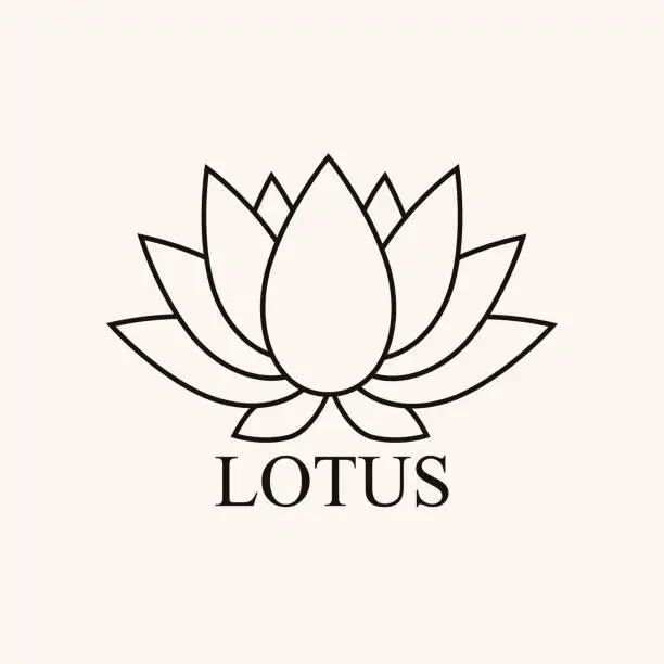 Vector illustration of Linear lotus flower logo icon. Vector illustration