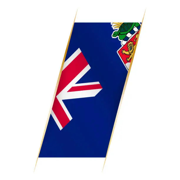 Vector illustration of Cayman Islands flag in the form of a banner with waving effect and shadow.