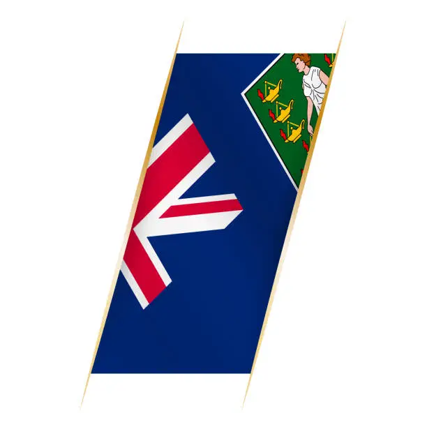 Vector illustration of British Virgin Islands flag in the form of a banner with waving effect and shadow.