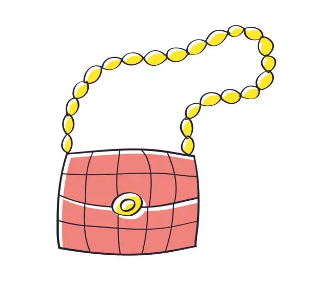 Vector illustration of Red purse handbag with a chain