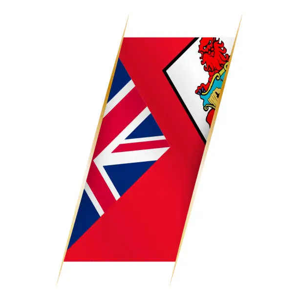 Vector illustration of Bermuda flag in the form of a banner with waving effect and shadow.