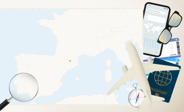 istock Andorra map and flag, cargo plane on the detailed map of Andorra with flag. 2051413384