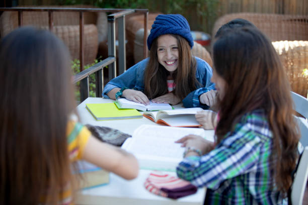 Friends studying outdoor