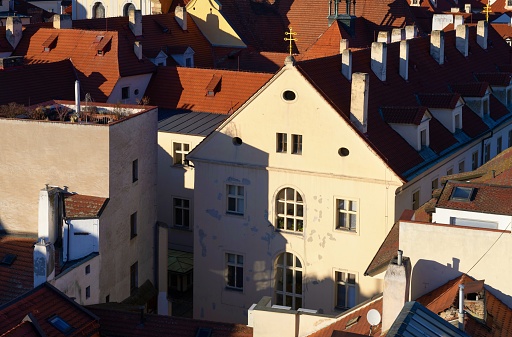 Prague, Czech Republic, January 28, 2024: View of the houses in the Old town of the Czech capital on a sunny winter day.