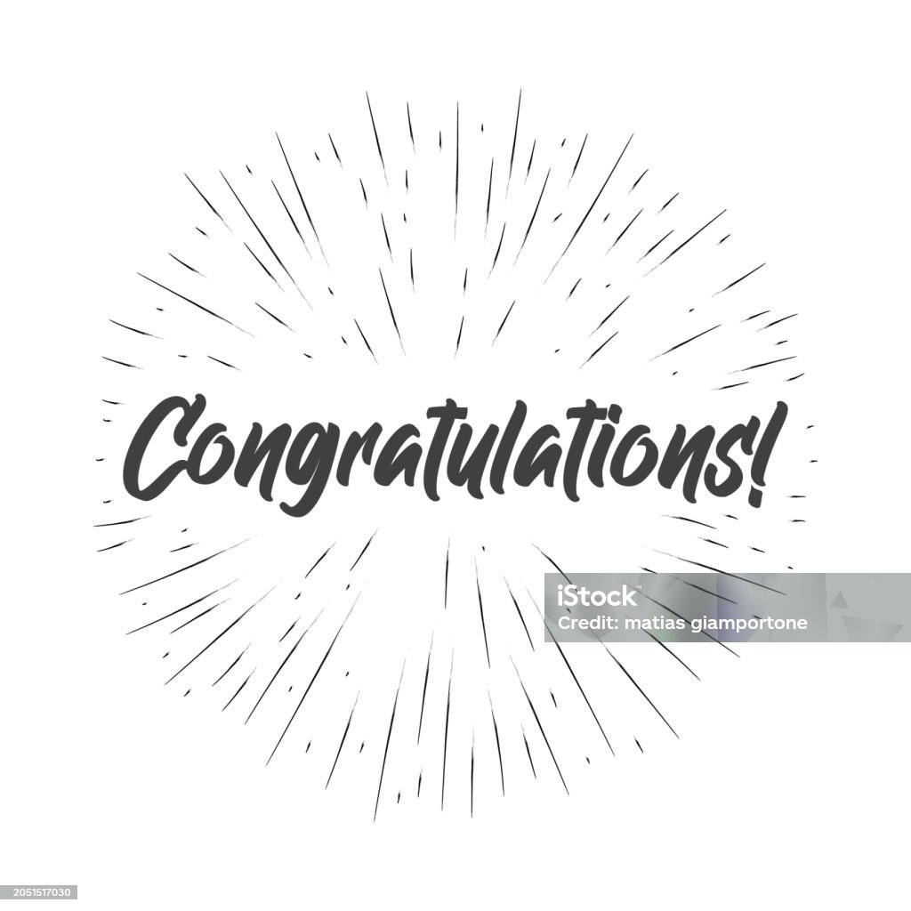 Congrats Dig Congratulations Handwritten Lettering With Star Burst Circle Frame ...