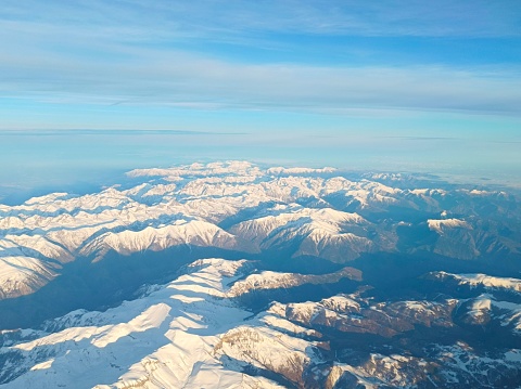 Aerial flight and view over the French Alps