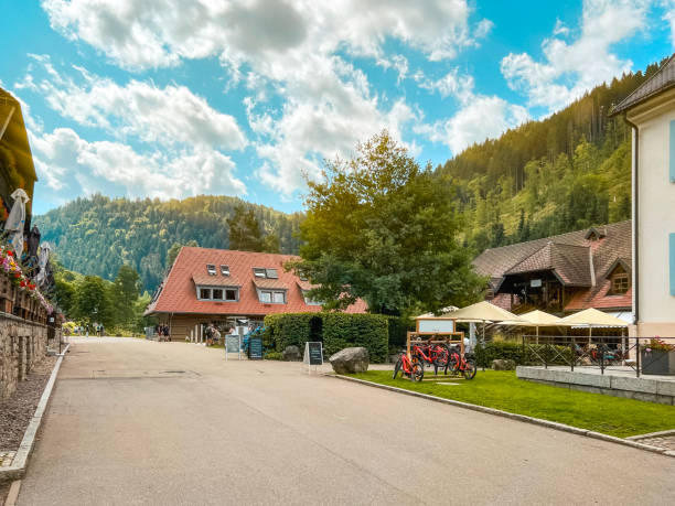 istock Summer Vacation Village Scene in the Mountainous Forest 2051541159