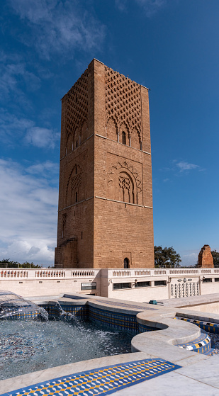 Iconic Hassan tower in the center of Rabat, planned as a even higher minaret of a mosque, Morocco