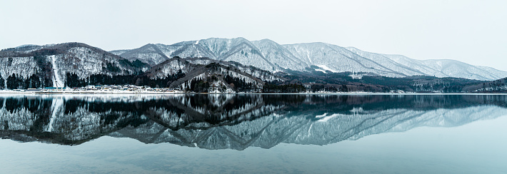 Winter scene in Lake Kizaki, Nagano prefecture, Japan