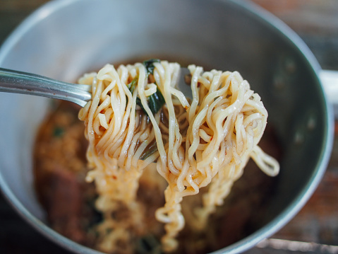 making Thai Instant noodle
