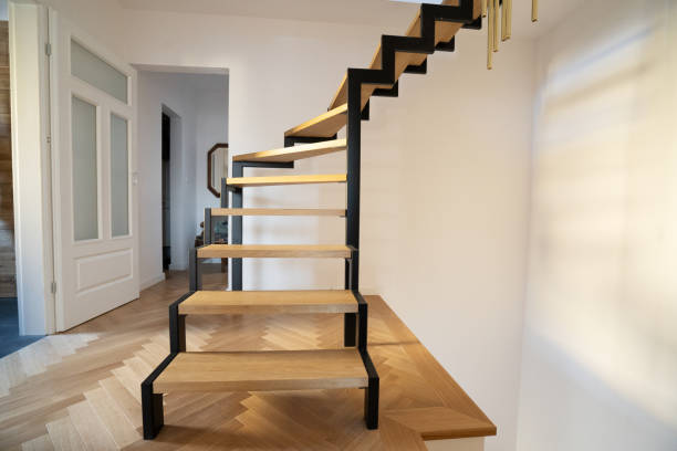 istock Metal staircase in modern home 2051787157