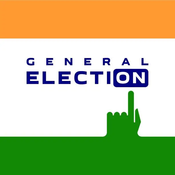 Vector illustration of General election in the India. The finger presses the 