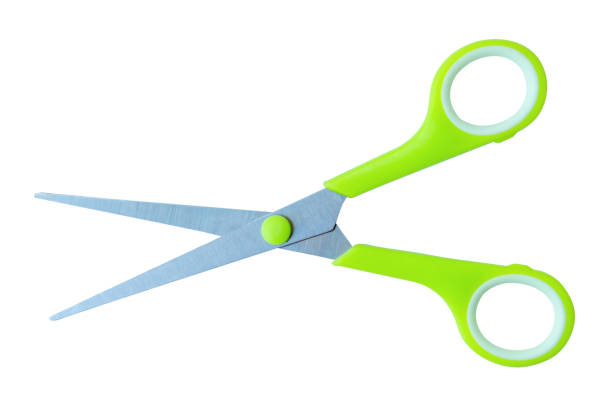 istock Top view of small multipurpose scissors with green handle isolated on white background with clipping path 2051888967