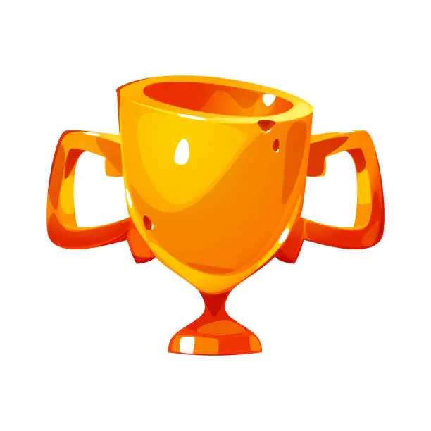 Vector illustration of Vector shiny golden trophy with star illustration cartoon icon