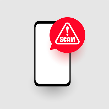 scam alert caution background keep your mobile data secure vector