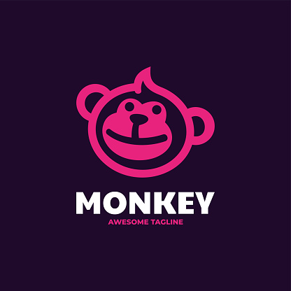 Vector Illustration Monkey Simple Mascot Style.