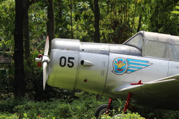 Fighter aircraft monument in front of the gate of the Indonesian air force complex in Halim Perdana Kusuma, Jakarta.