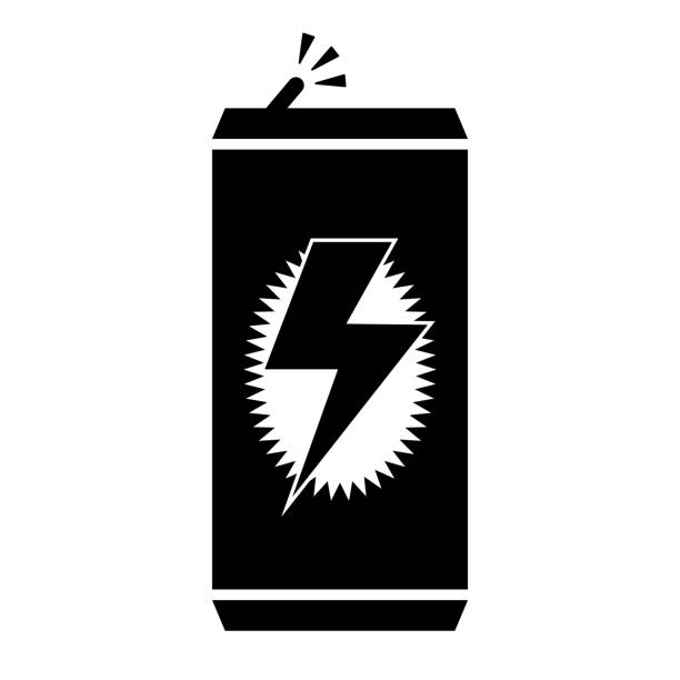 ilustrações, clipart, desenhos animados e ícones de ícone da silhueta do energético pop. vetor editável. - monster energy drink energy drink energy drink