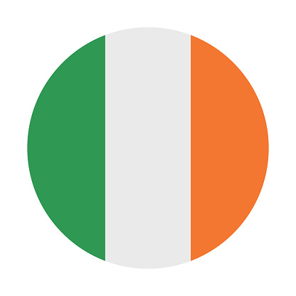 Ireland flag. Flag icon. Standard color. Circle icon flag. 3d illustration. Computer illustration. Digital illustration. Vector illustration.
