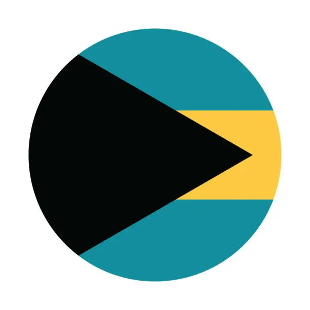 Vector illustration of Bahamas flag. Button flag icon. Standard color. Circle icon flag. Computer illustration. Digital illustration. Vector illustration.