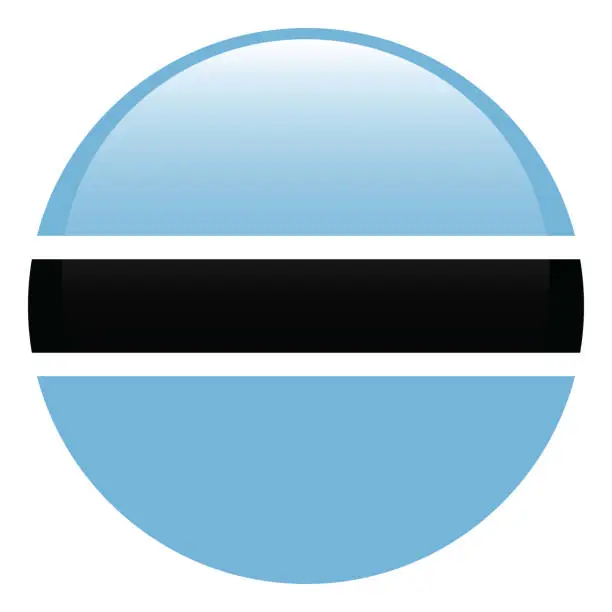 Vector illustration of Botswana flag. Flag icon. Standard color. The round flag. 3d illustration. Computer illustration. Digital illustration. Vector illustration.