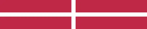 Vector illustration of Denmark flag. A long banner. Flag icon. Standard color. Computer illustration. Digital illustration. Vector illustration.