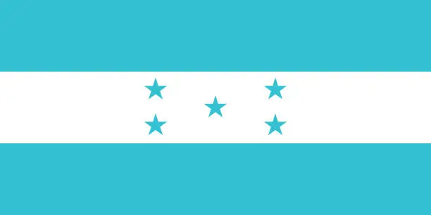 Vector illustration of Honduras flag. Flag icon. Standard color. Standard size. A rectangular flag. Computer illustration. Digital illustration. Vector illustration.