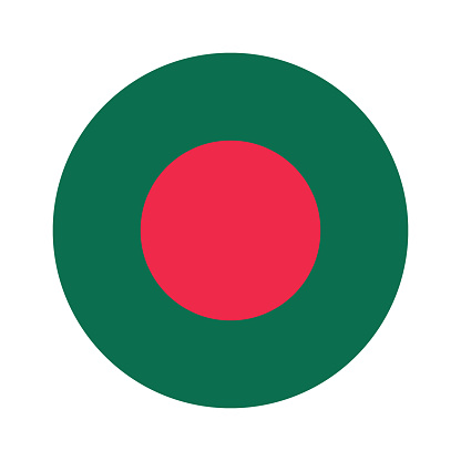 The flag of Bangladesh. Flag icon. Standard color. Circle icon flag. Computer illustration. Digital illustration. Vector illustration.