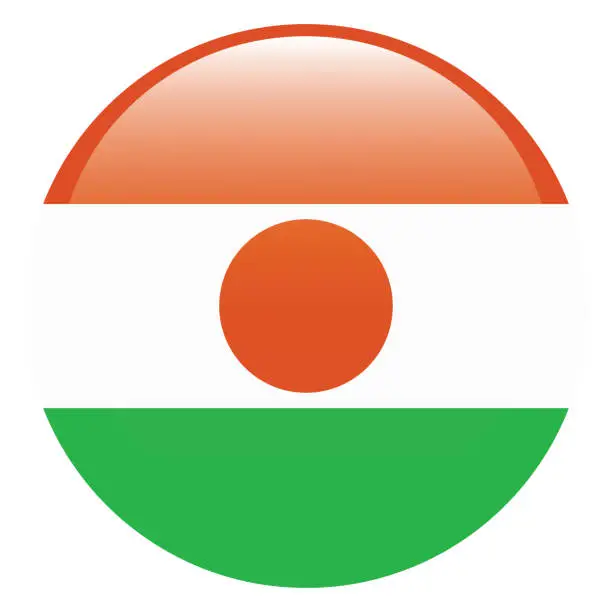 Vector illustration of Niger flag. Flag icon. Standard color. Circle icon flag. 3d illustration. Computer illustration. Digital illustration. Vector illustration.