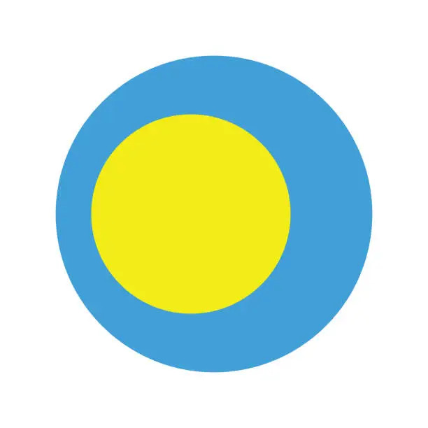 Vector illustration of Palau flag. Flag icon. Standard color. Circle icon flag. Computer illustration. Digital illustration. Vector illustration.