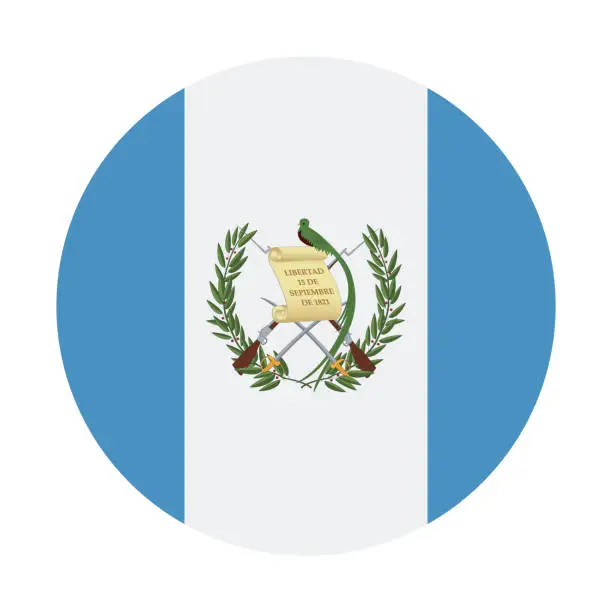 Vector illustration of Guatemala flag. Button flag icon. Standard color. Circle icon flag. Computer illustration. Digital illustration. Vector illustration.