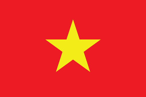 The flag of Vietnam. Flag icon. Standard color. Standard size. A rectangular flag. Computer illustration. Digital illustration. Vector illustration.