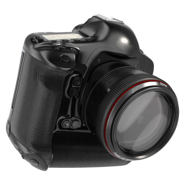 istock Realistic camera isolated on transparent background.fit element for electronic scenes project. 2052156832