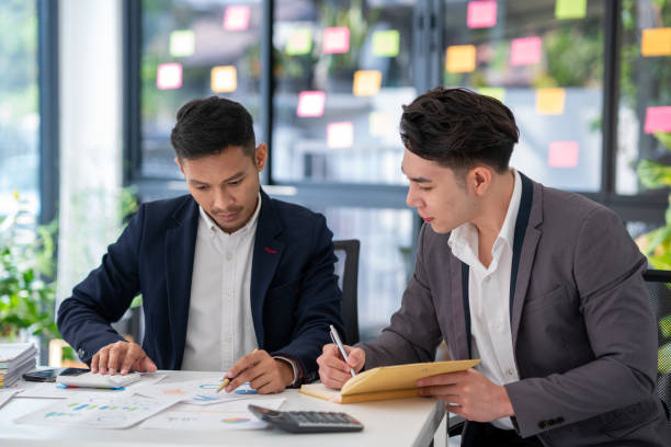 istock Business planning, office trainee, cooperate work with colleague 2052169626